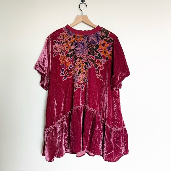 Free People Sweet Echoes Red Plum Velvet Mini Dress - Picture 5 of 10